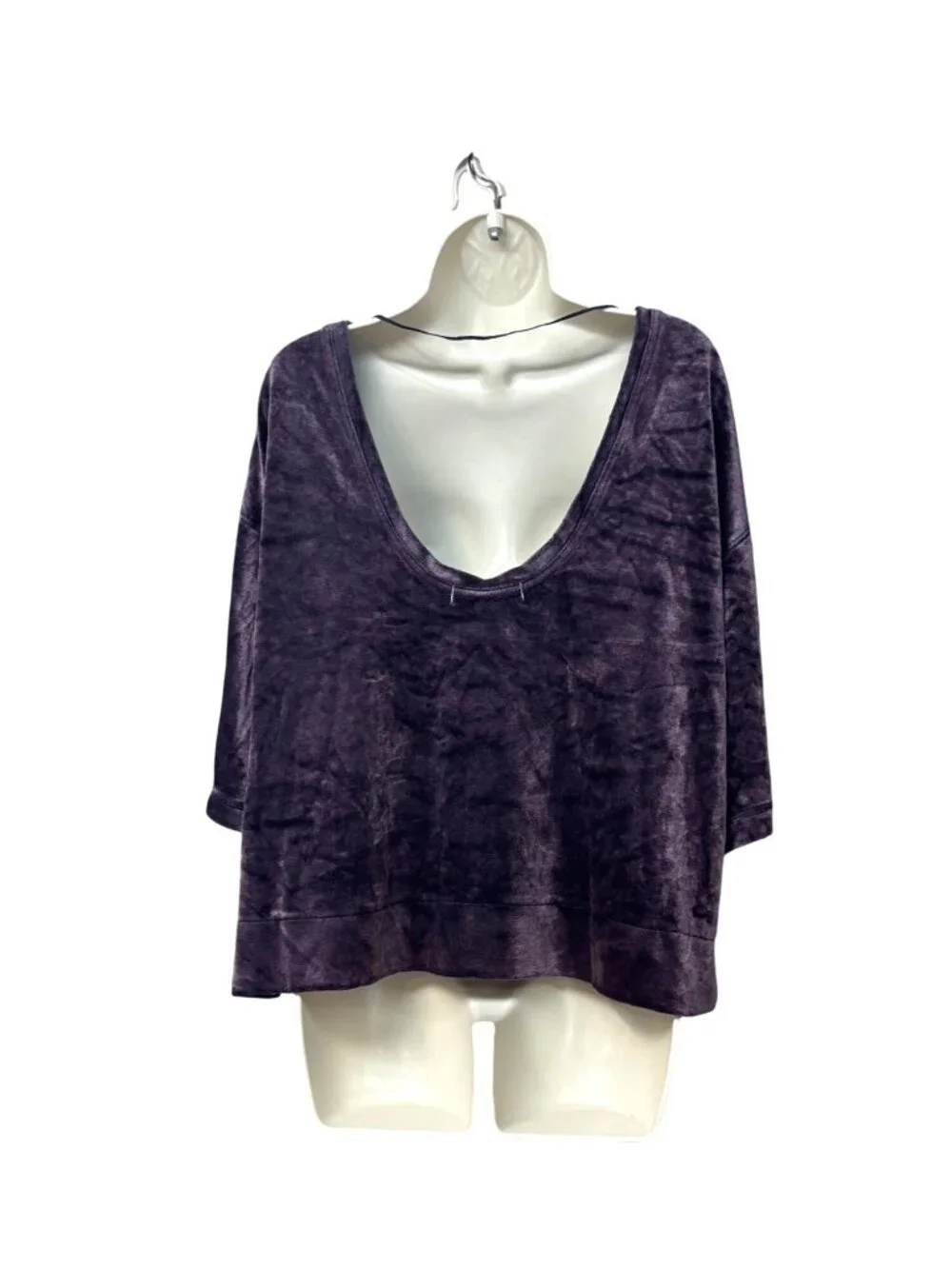 Free People Valerie Velour T-Shirt, Navy (purple really), Sz. S